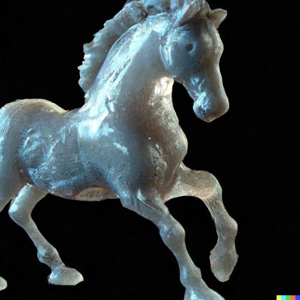 a horse, sculpture made from wax, subsurface scattering